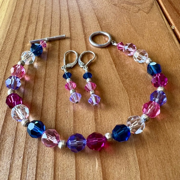 Swarovski Crystal Rainbow Bracelet And Earring Set - Picture 3 of 5